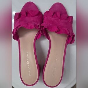 Loeffler Randall Suede Fuchsia Ruffle Sandals